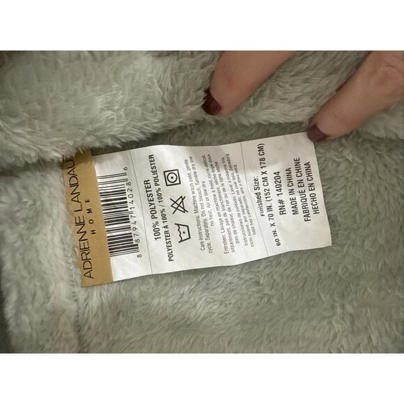 LIGHT SAGE GREEN 60x70” Adrienne Landau Luxury Faux Fur Heavy Soft Throw Blanket - Picture 4 of 6